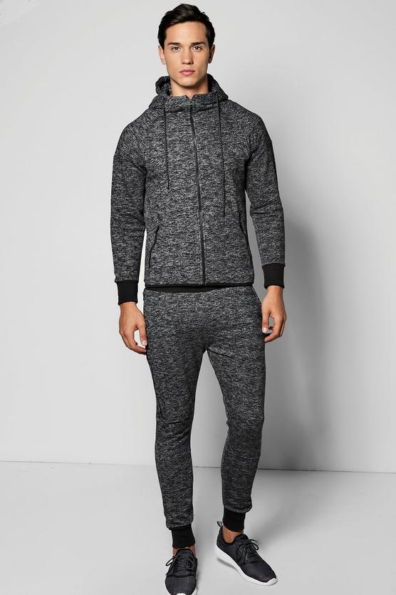 Skinny Fit Fleck Hooded Tracksuit